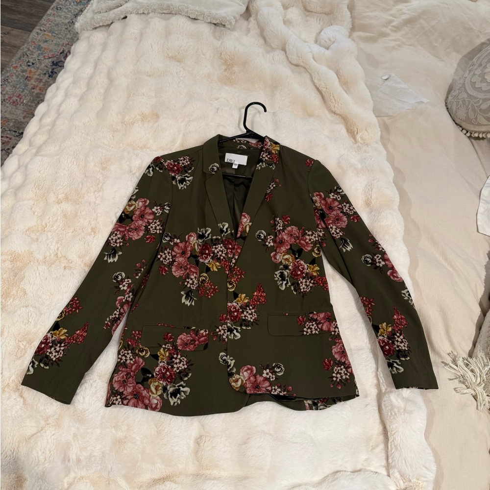 Floral Blazer with Pink and Red Accents